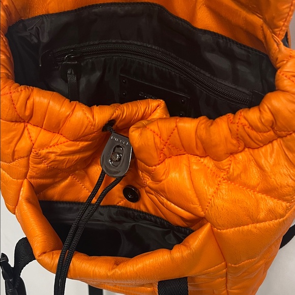 Diesel Orange Quilted Nylon Backpack with Black Hardware - Picture 9 of 12